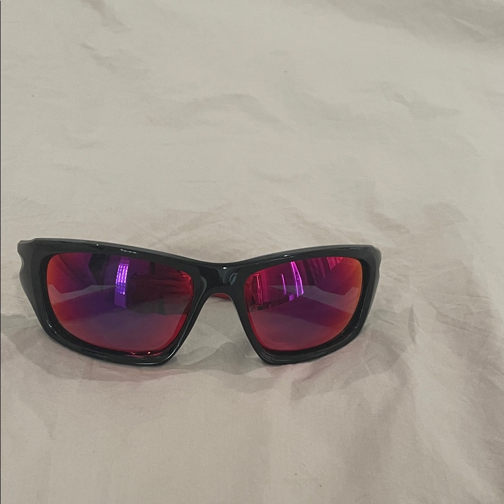 Oakley Valve Black Sunglasses with Red Lenses